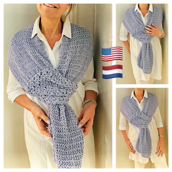 Its a Wrap Slip Knot Summer Shawl-Crochet PATTERN-English USA and Dutch