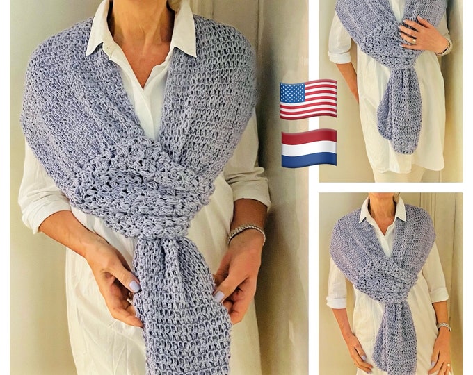 Its a Wrap Slip Knot Summer Shawl-Crochet PATTERN-English USA and Dutch