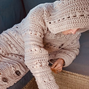 Cozy Couch Cardigan crochet PATTERN English USA-Nederlands and Spanish image 7