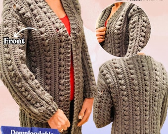 Comfy Canadian Cardi, Crochet Pattern English USA & Dutch PDF, Cardigan Crochet Pattern, Cozy Cardigan Pattern, Knit Cardigan Pattern