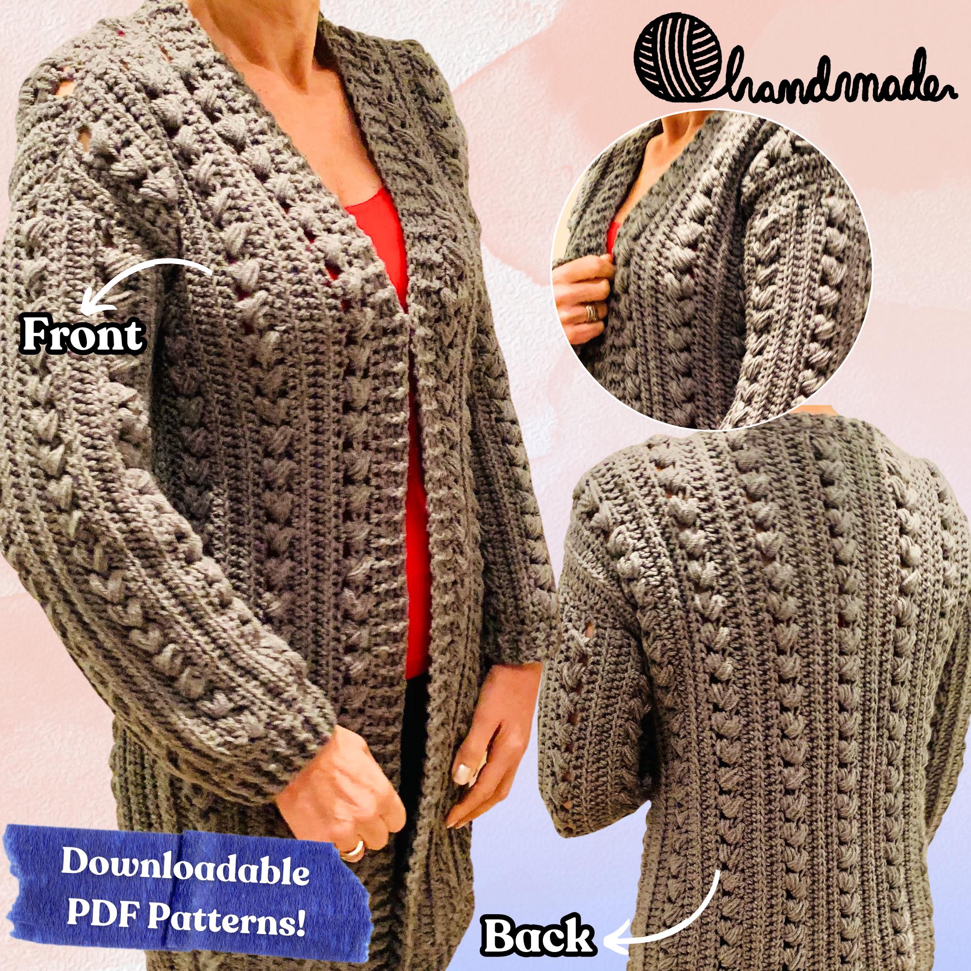 Comfy Canadian Cardi, Crochet Pattern English USA & Dutch PDF