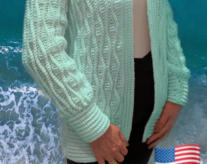 Warm in Waves Cardigan-Crochet PATTERN- English USA and Dutch