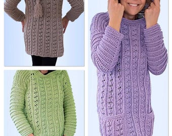 EZ Breezy Winter Hoodie, Crochet Pattern English USA & Dutch, Hooded Sweater Pattern, Easy Crochet Hoodie Pattern, Crochet Sweater Tutorial