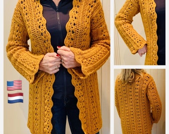 Dare To Be Different Cardigan, Crochet Pattern USA & Dutch, Cardigan Crochet Pattern, Crochet Sweater Pattern, Crochet Raglan Pattern