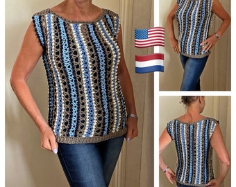 Island Vibes Summer Top-Crochet PATTERN-English USA and Dutch