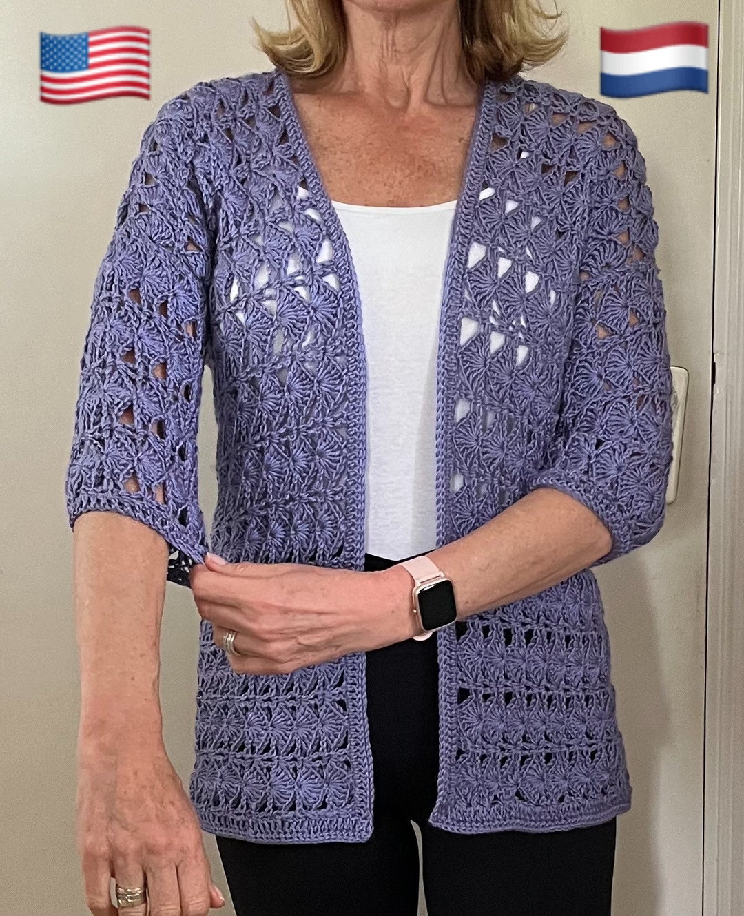 Proud as a Peacock Cardigan Crochet PATTERN English USA and Dutch Etsy