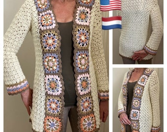 Grand Canary Cardi-Crochet PATTERN-English USA & Dutch