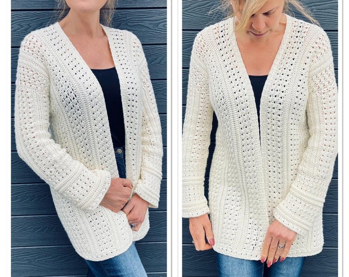 Free one piece crochet cardigan pattern best sale