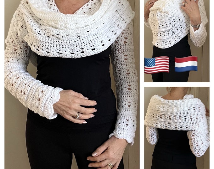 Two Elegant Shawls with Sleeves - Crochet Pattern-English USA and Dutch