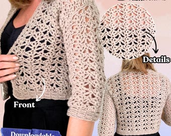 Go With The Flow Bolero, Crochet Pattern English USA & Dutch, Easy Bolero Crochet, Crochet Lace Bolero, Bolero Pattern Digital PDF Download