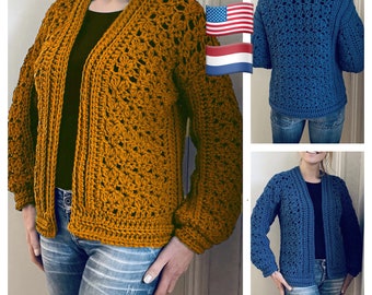 Earth Couture Cardigan-Crochet Pattern-English USA and Dutch
