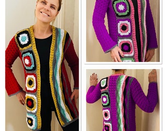 Festive Fusion Cardigan - Crochet PATTERN English USA