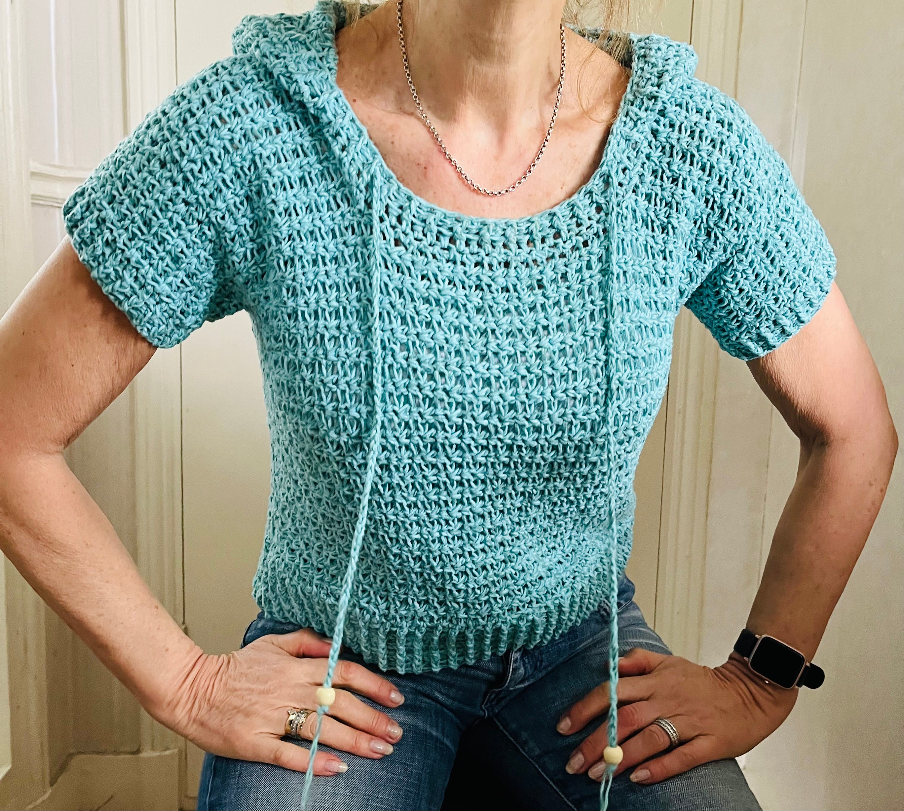 EZ Breezy Summer Hoodie, PDF Crochet Pattern English USA