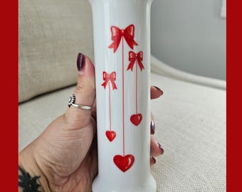 Vintage 1988 Red Heart Coquette Ceramic Bud Vase