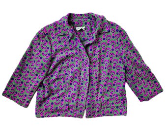 True Vintage 1960s Lois Young Colorful Geometric Print Knit Blazer Size M/L