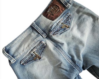 Vintage y2k McBling Style Bedazzled Rhinestone Jeans Juniors Size or Adult S/XS see measurements