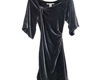 Vintage Y2K Diane von Furstenberg Silk Velvet Green Mini Dress Size 4