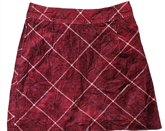 Vintage 90s 100% Cotton Corduroy Plaid Mini Skirt by Fargo Size 5/6
