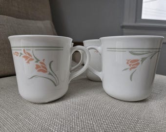 Set of 4 Vintage 80s Post Modern Floral Corningware Mugs