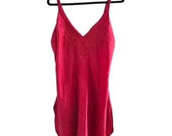 Vintage Victoria's Secret Gold Label Silk Slip Dress Cami Top Embroidered Floral Size L