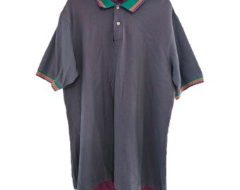 Vintage 90s Two Toned Purple Magenta Men's Long Izod Polo Shirt Size L
