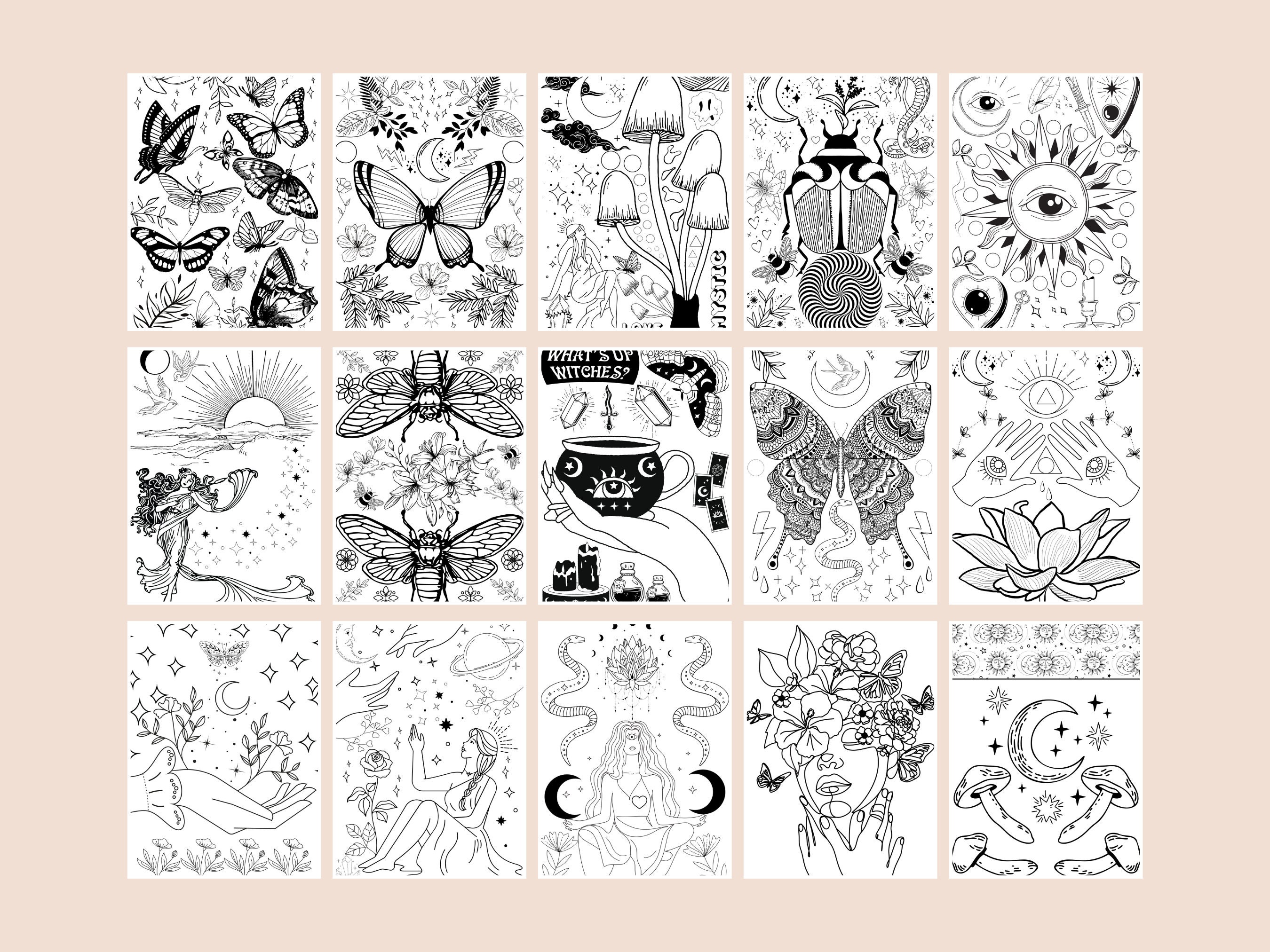 Coloring Book-aesthetic Coloring Book Stress Coloring - Etsy