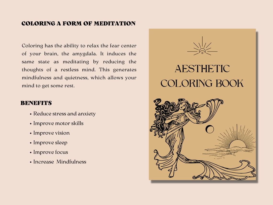 Coloring Book-aesthetic Coloring Book Stress Coloring - Etsy