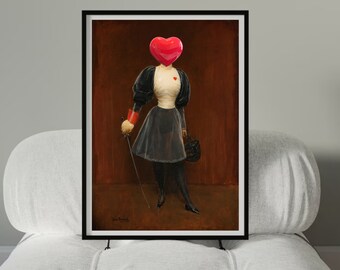 Classical art- Card heart art - Love digital print- Vintage print - Vintage art - Moody art -Wall art - Digital prints