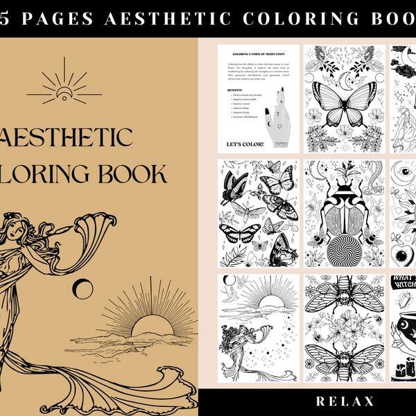 Aesthetic Coloring Book - Etsy