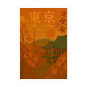 Autumn-Inspired Japanese Landscape Rolled Posters, Home Decor, Wall Art, Gift, Nature Lovers, Minimalist Decor