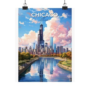 Chicago Matte Vertical Poster - Urban Landscape Art for Home Decor, Cityscape Wall Art, Gift, Travel Decor, Chicago Art Print