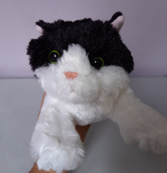 black and white plush cat