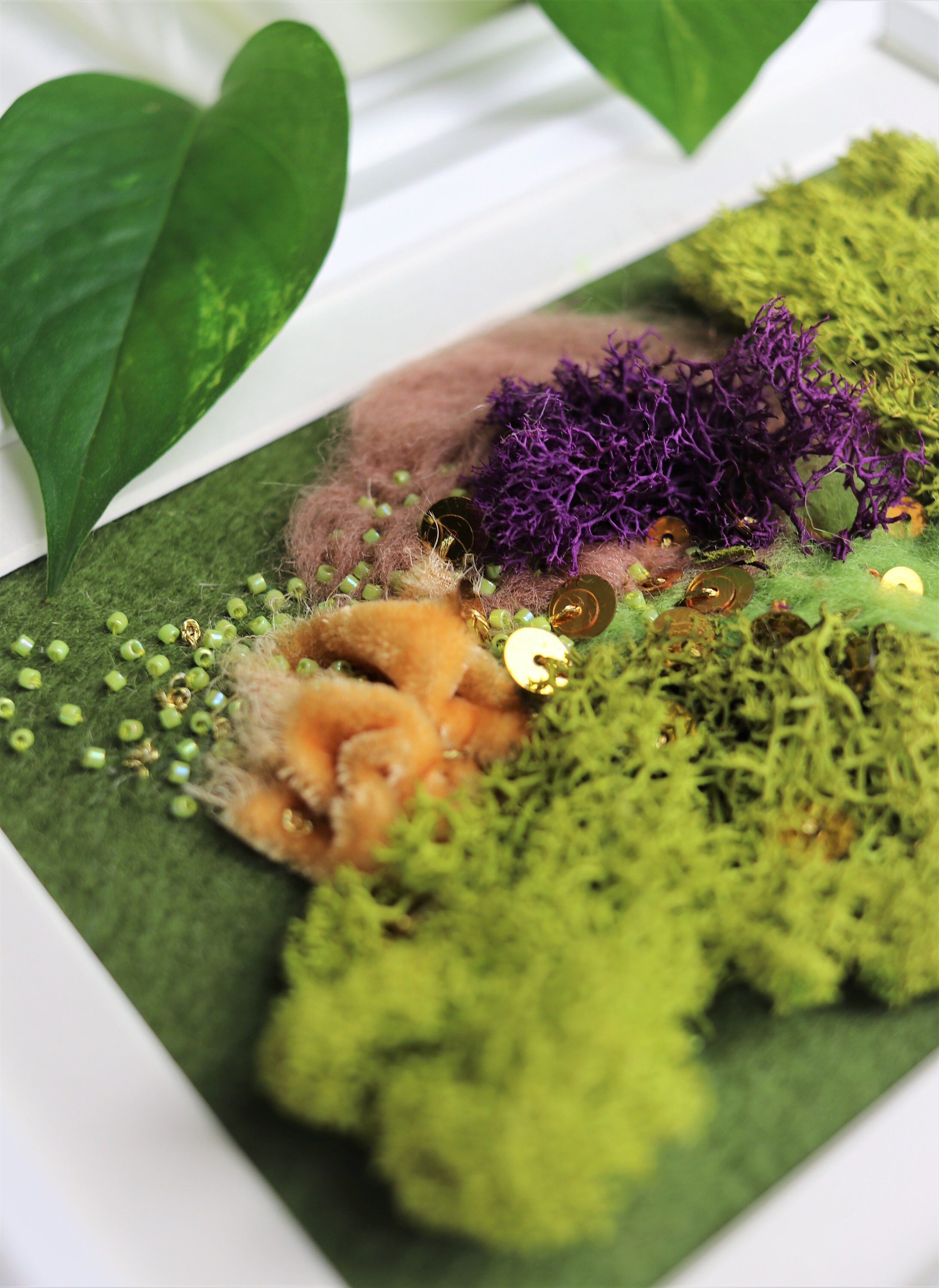 Framed Moss Embroidery Art Preserved Moss Embroidery Etsy