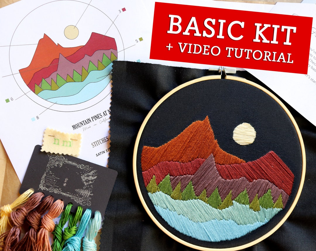 Kit Punch Needle Débutant - Broderie DIY Motif Montagne - Adultes Et Enfants