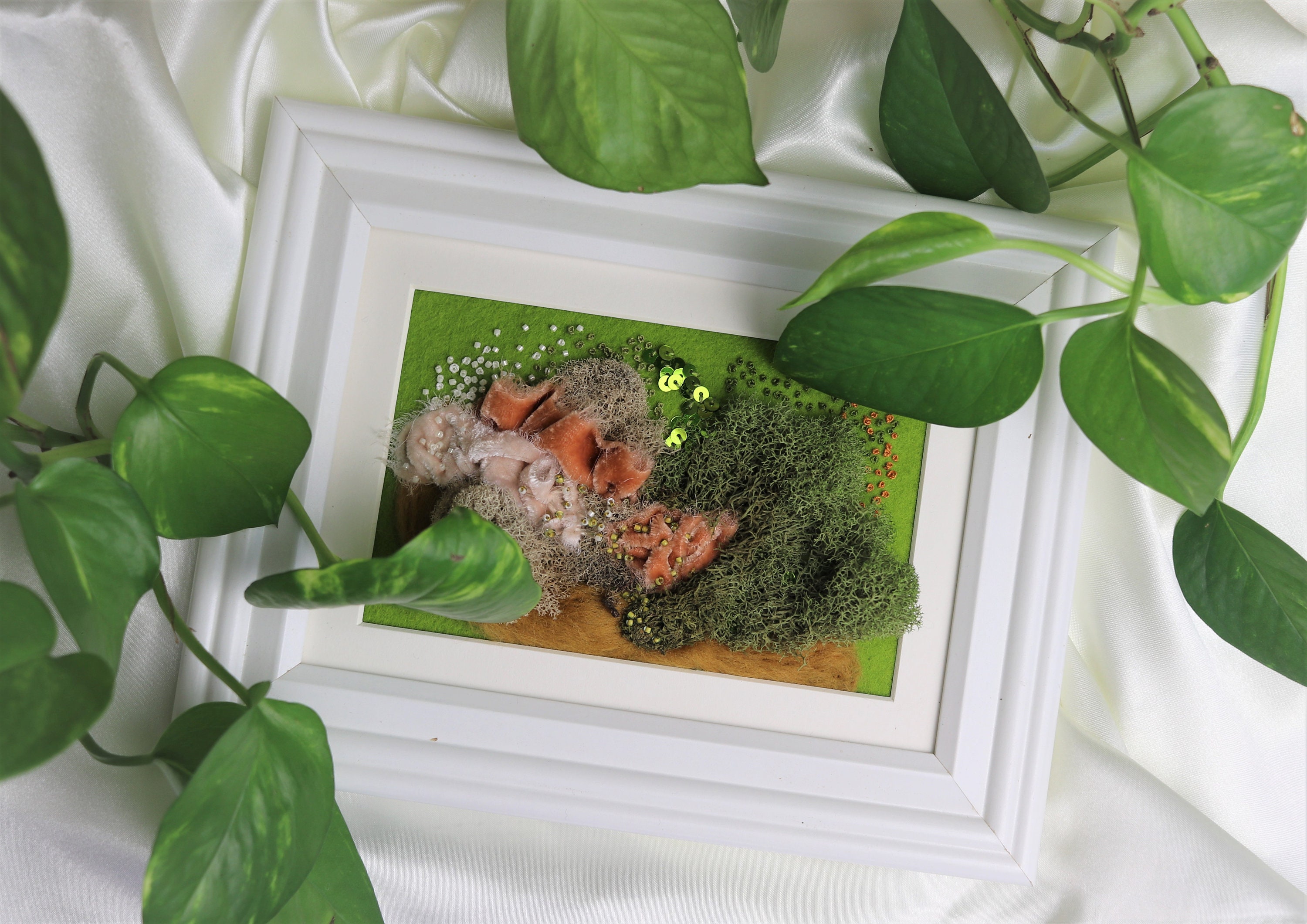 Framed Magic Moss embroidery art preserved moss embroidery Etsy