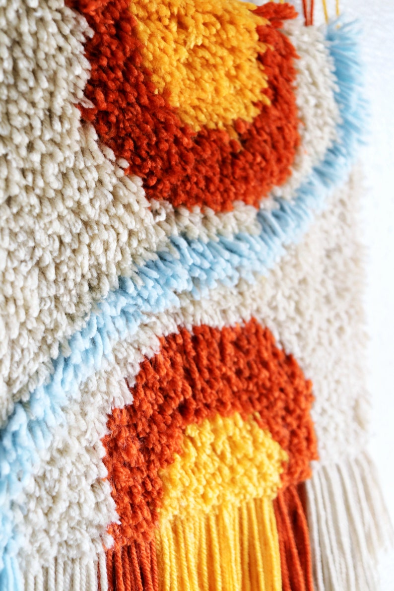 Modern Woven Boho Wall Hanging Rainbow Shag Latch Hook Wall Etsy