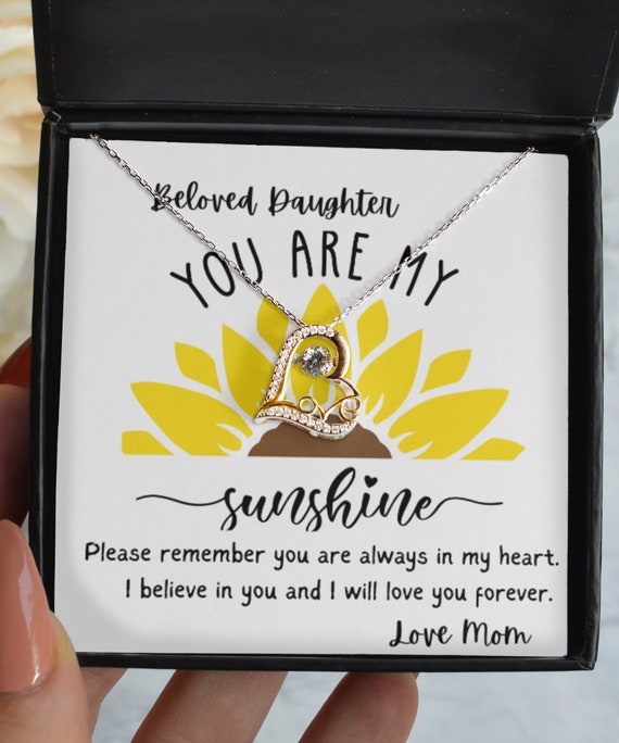 Heart Pendant You Are My Sunshine Gold Plated Silver Heart