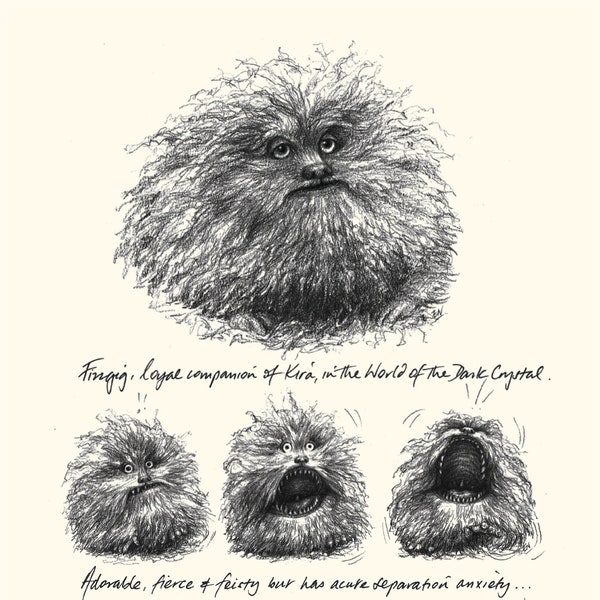 A5 Fizzgig Print. The Dark Crystal Tribute. Gelfling Kira's companion.