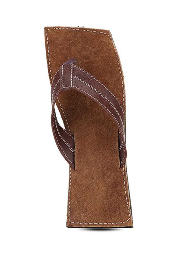 Brown suede leather flat casual sandals for Men Express Shipping Sizes 6-13 US