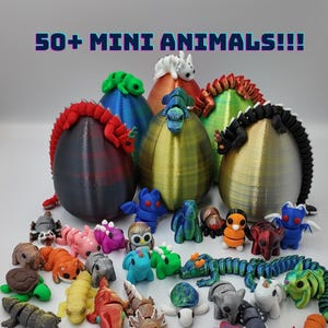 Mystery Mini Animal Packs - 3D Printed Articulating Figurines 30+ Unique and Fun Designs Includes Mystery Egg - Stress Relief