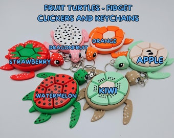 Turtle Fidget Clickers - Fruit Series Desktop and Keychains - Sensory Toy - Autism, ADHD, Stress, Anxiety Relief