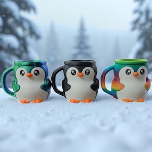 Helado en forma de pingüino / Postre multicolor de animales / Lindo regalo de comida para fiestas / Dulce con temática invernal
