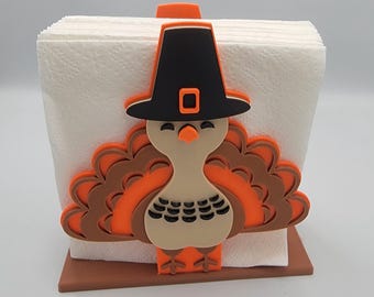 Servilletero de pavo para Acción de Gracias / Decoración de mesa impresa en 3D / Centro de mesa para cena otoñal / Vajilla navideña