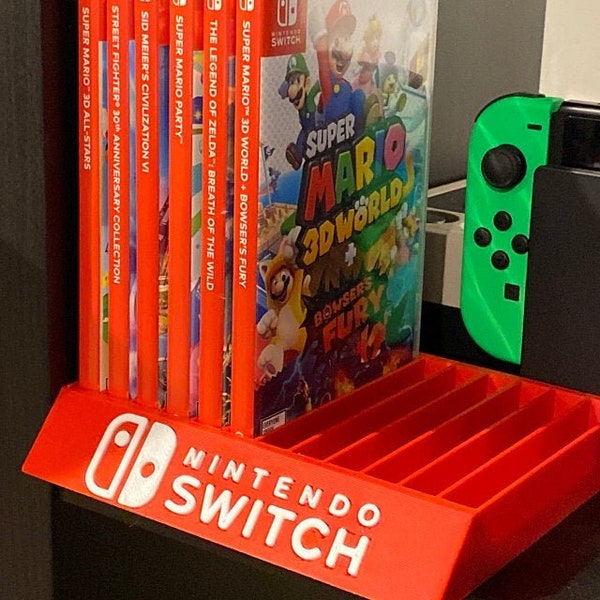 Nintendo Switch Game Case Organizer - Fits up to 12 Games - Raised Lettering - 3D Printed Switch Game Cartidge Case Holder Unique Home Décor