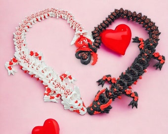 Heart Dragon By Cinderwing3D - Valentine's Day Gift For Her - Articulating Dragon Fidget Toy With Special Hearts Design - Gift For Him Hers