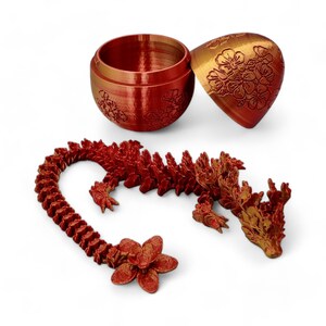 Uovo di drago fiore di ciliegio - Giunti articolari del drago da 14" - Uovo di drago misterioso con custodia twist a tema fiore di ciliegio, ADHD, antistress Red/Gold