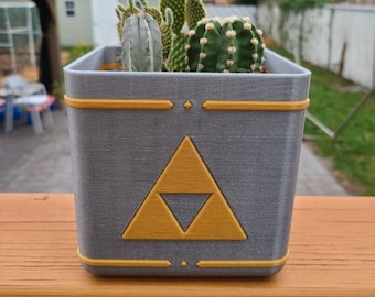 Vaso para suculentas inspirado em Legend of Zelda - Suporte para suculentas com a Triforce do Link para uso interno e externo.