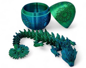 Sunflower Dragon Egg - 12.5" Dragons Articulating Joints - Sunflower-Themed Twist Enclosure Mystery Dragon Egg, ADHD, Stress Relief