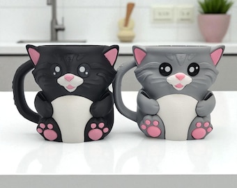 Caneca de sorvete em formato de gato | Sobremesa fofa de animais | Presente de comida felina | Guloseima para festa kawaii