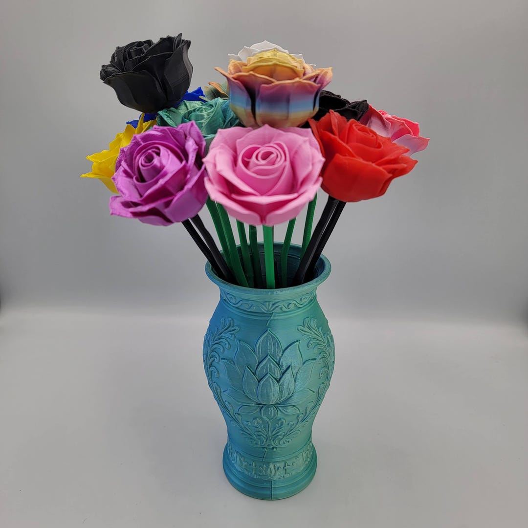 Valentines Day Roses • Faux Flower Decor • Colorful Plastic Roses With ...